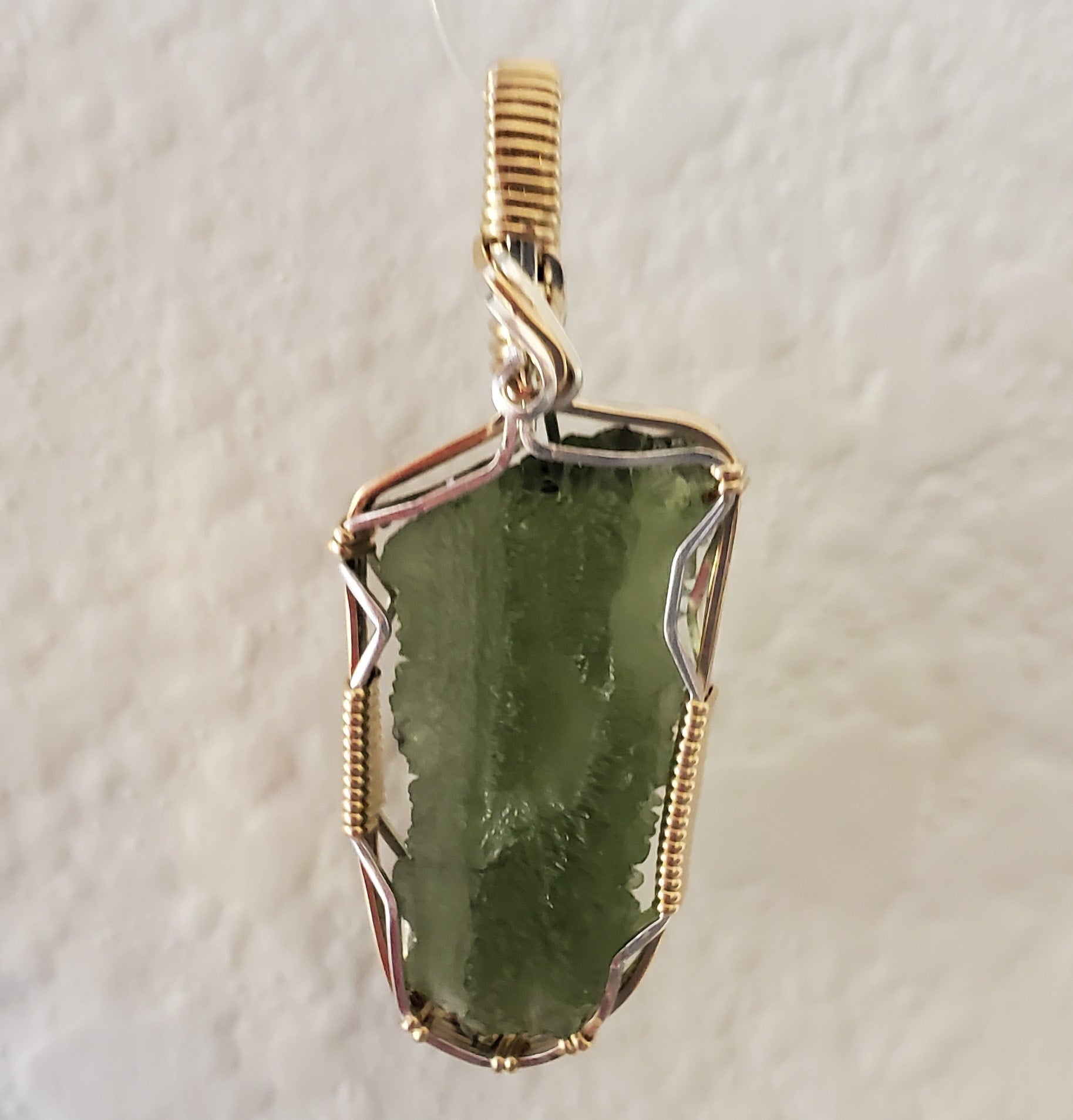 Moldavaite Pendant Sterling silver 14K gold filled